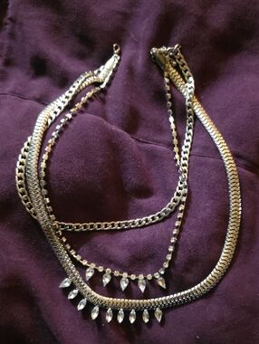Women’s Layered Silver-Tone Crystal Necklace
